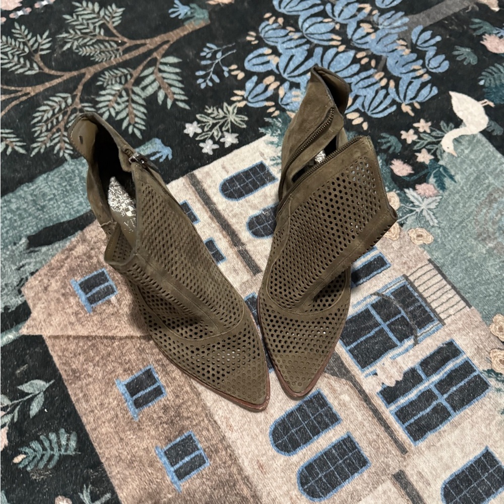 Vince Camuto Khaki Perforated Heeled Boots
